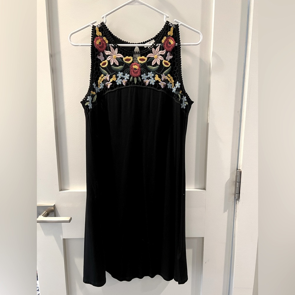 Black A-line sleeveless cotton jersey dress - size small